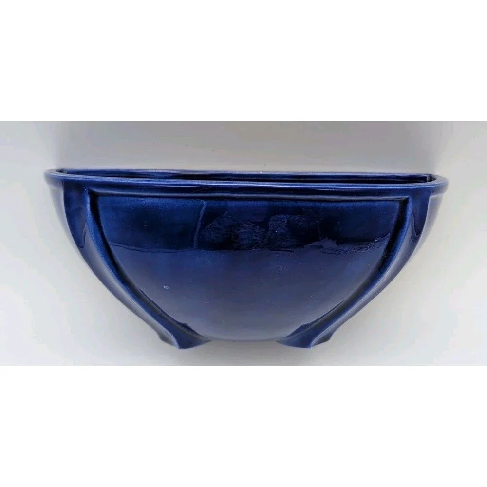 Duncan Ceramic Wall Planter Pocket Vase Cobalt Blue Art Deco